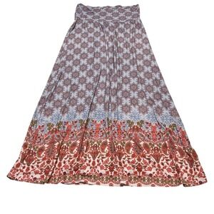Lovappella Skirt Womens 1X Zaria Border Floral Paisley‎ Print Maxi Jersey Knit